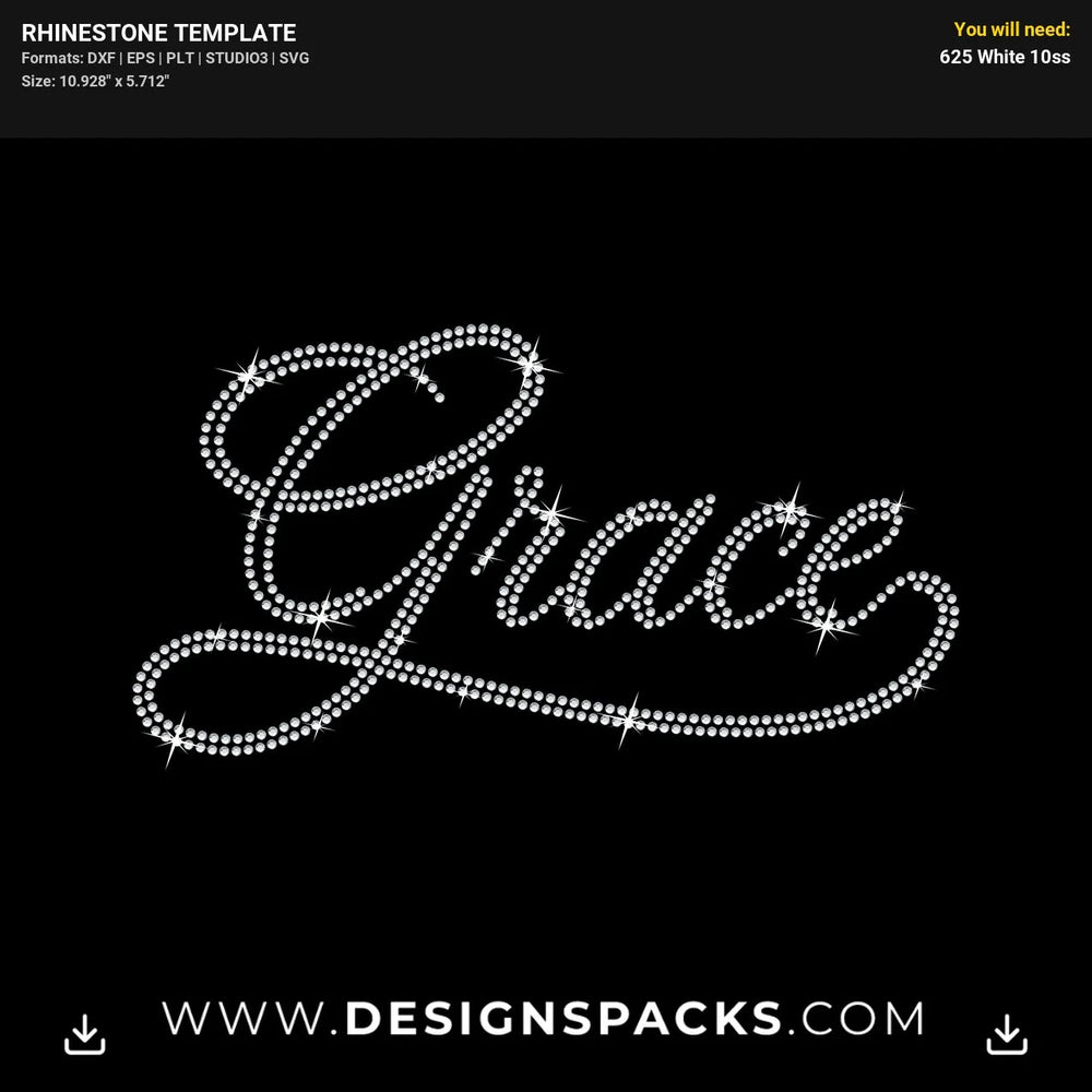 Grace Christian Rhinestone Digital Template