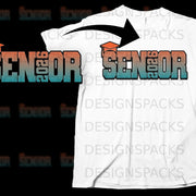 Senior 2026 graphic with graduation cap on a white t-shirt.