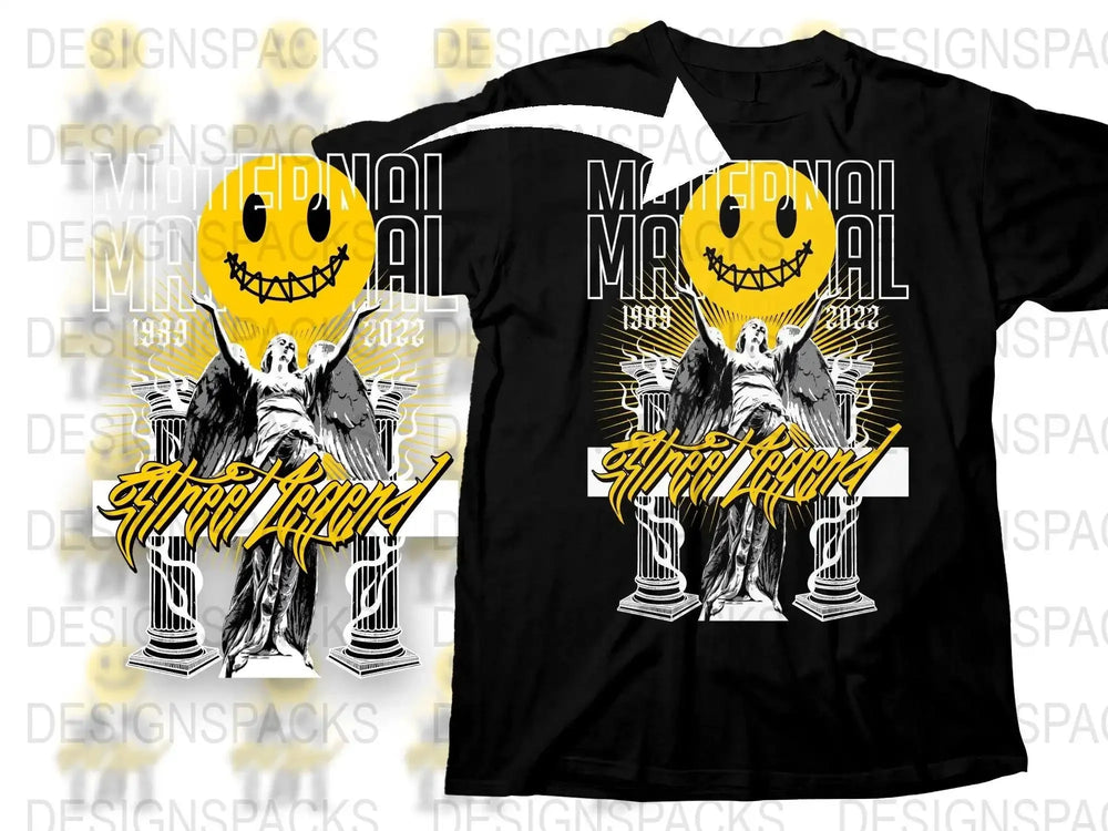 Graffiti Style Angel and Smile Graphic Png Digital Download