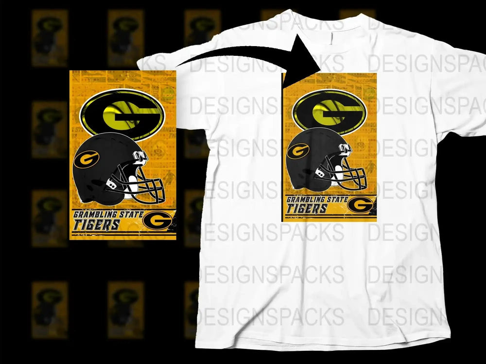 Grambling Tigers Football Team T-Shirt, Vintage Logo Design, Sports Fan Apparel, Black and Yellow Tee
