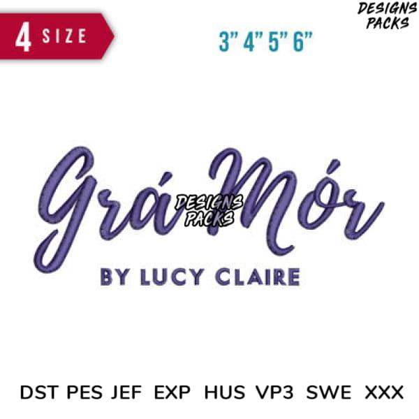 Grá Mór embroidery design by Lucy Claire, available in DST PES JEF formats, 4 sizes