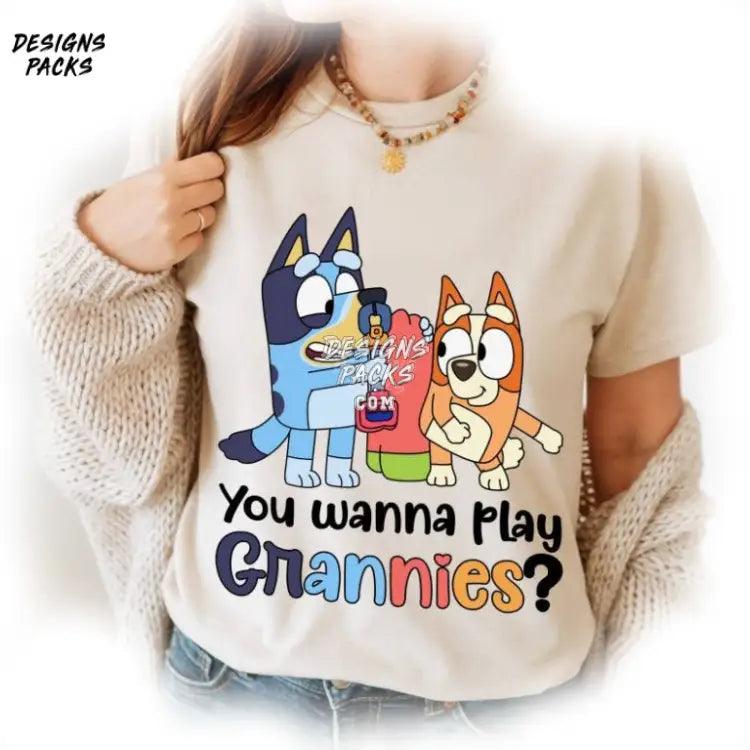 Granny Bluey Blue Dog You Wanna Play Grannies Png Design