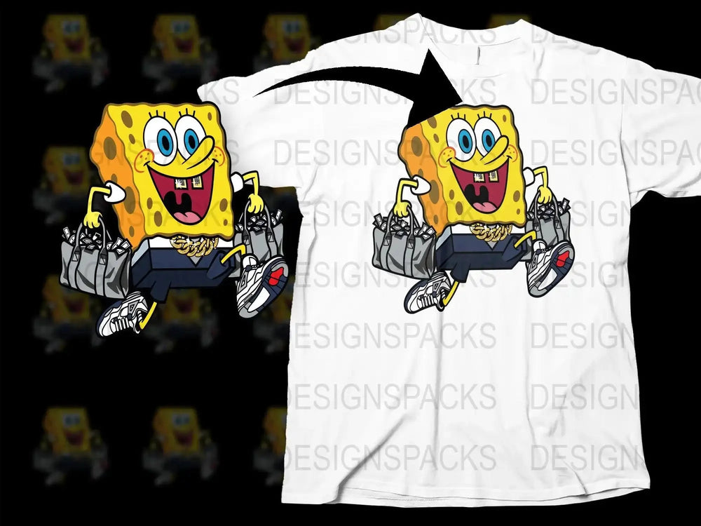 Graphic Png Digital Download Featuring Happy Sponge Cartoon
