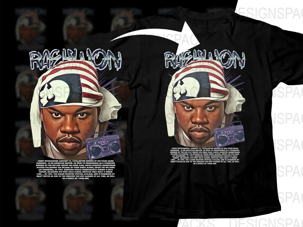 Graphic Raekwon Art with Boombox Design Png Digital Download