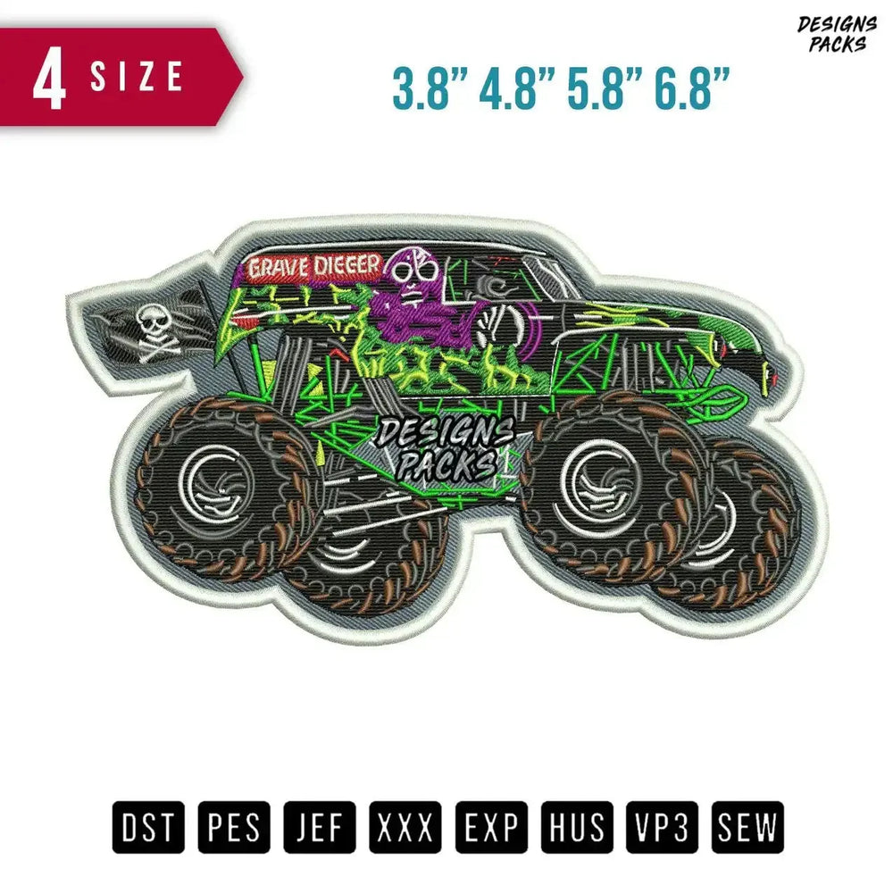 Grave Car Toy Patch Embroidery Design