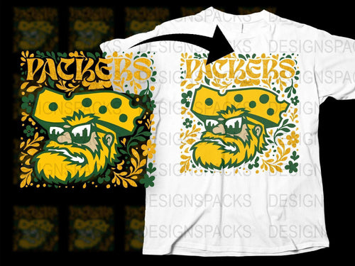 Green Bay Packers Cheesehead Graphic T-Shirt, Wisconsin Football Fan Apparel, Unique Sports Gift Idea