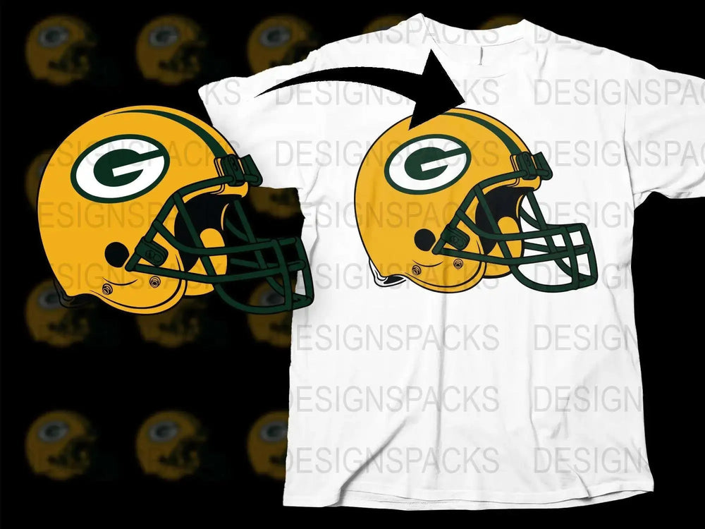 Green Bay Football Helmet Graphic T-Shirt, Sports Fan Tee, Casual Cotton Tee, Team Support Apparel