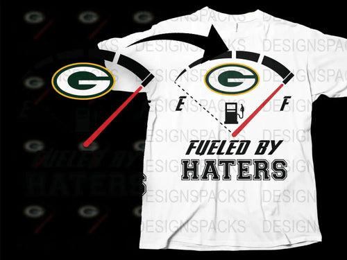 Green Bay Football Inspired T-Shirt, 'Fueled By Haters' Quote, Sports Fan Gift, Tailgate Apparel, Unisex White Tee