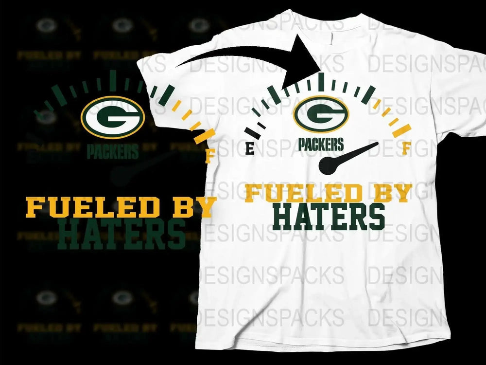 Fueled by Haters T-Shirt, Sports Fan Gift, Green Yellow Graphic Tee, Football Season Apparel, Bold Statement Shirt