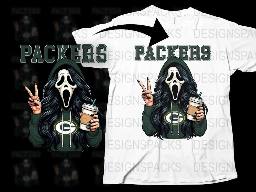 Green Bay Packers GhostFace Girl Fan Art Png Digital Download