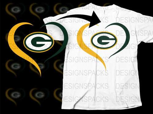Green Bay Packers Inspired T-Shirt, Heartbeat Design, Football Fan Gift, Sports Tee, Unisex Adult Clothing
