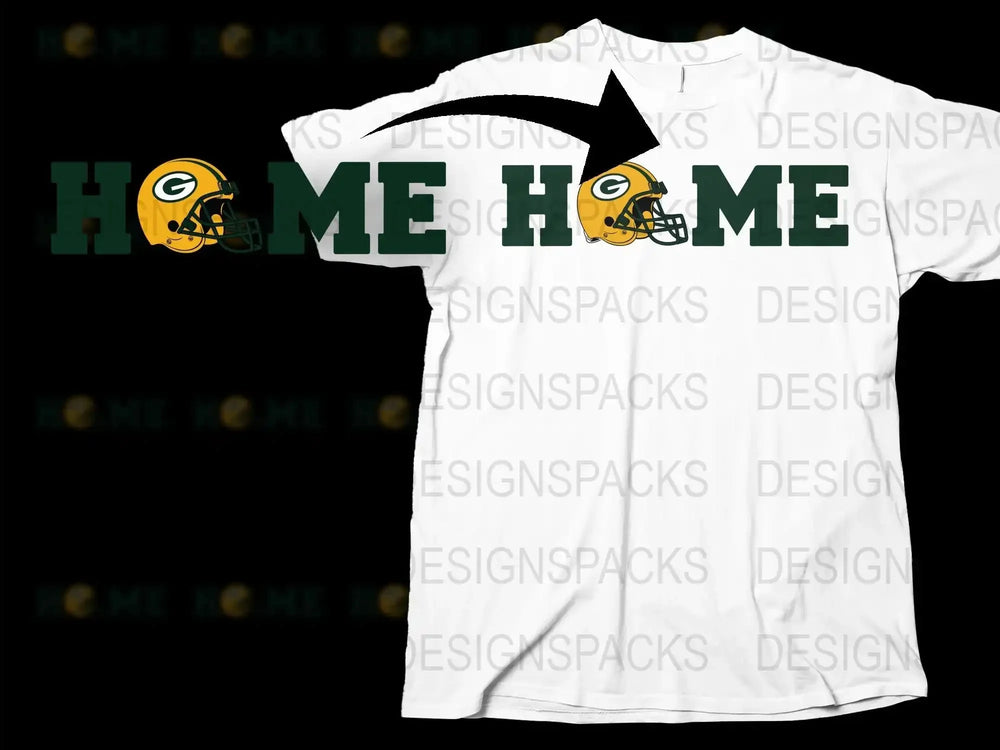 Green Bay Football Themed T-Shirt, Sports Fan Apparel, Casual White Tee with Helmet Graphic
