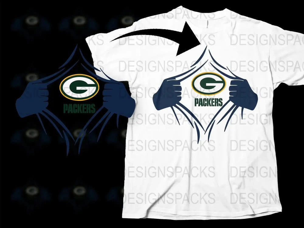Green Bay Packers Inspired T-Shirt, Football Team Fan Gear, Rip Design, Sports Apparel