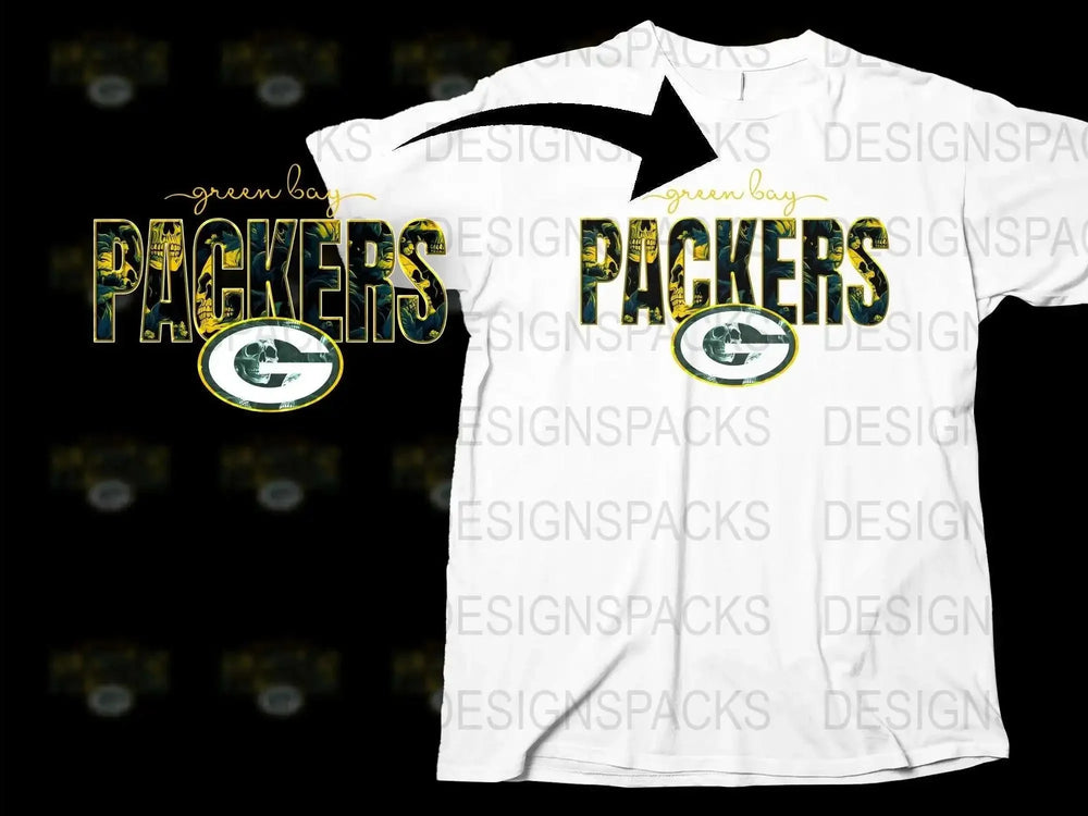 Green Bay Packers Inspired T-Shirt, Sports Team Graphic Tee, White Cotton Shirt, Football Fan Apparel