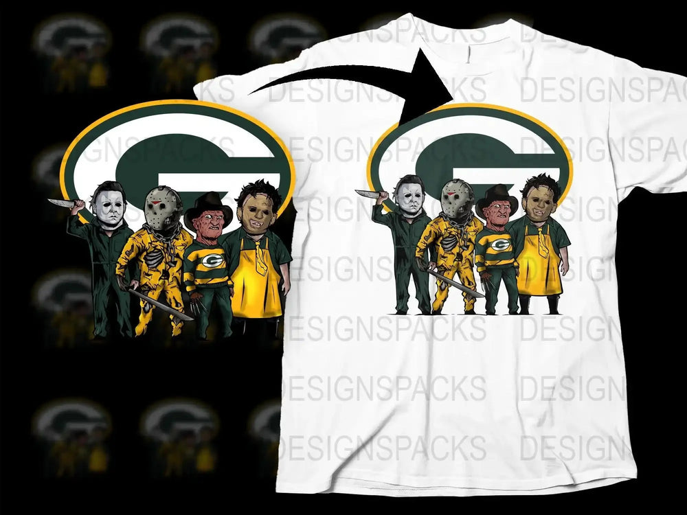 Green Bay Packers Slashers Horror Characters Png Digital Download