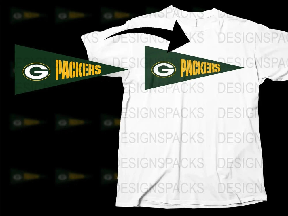 Green Bay Packers pennant design for t-shirt, print-ready DTF/DTG bundle, SVG/PNG format