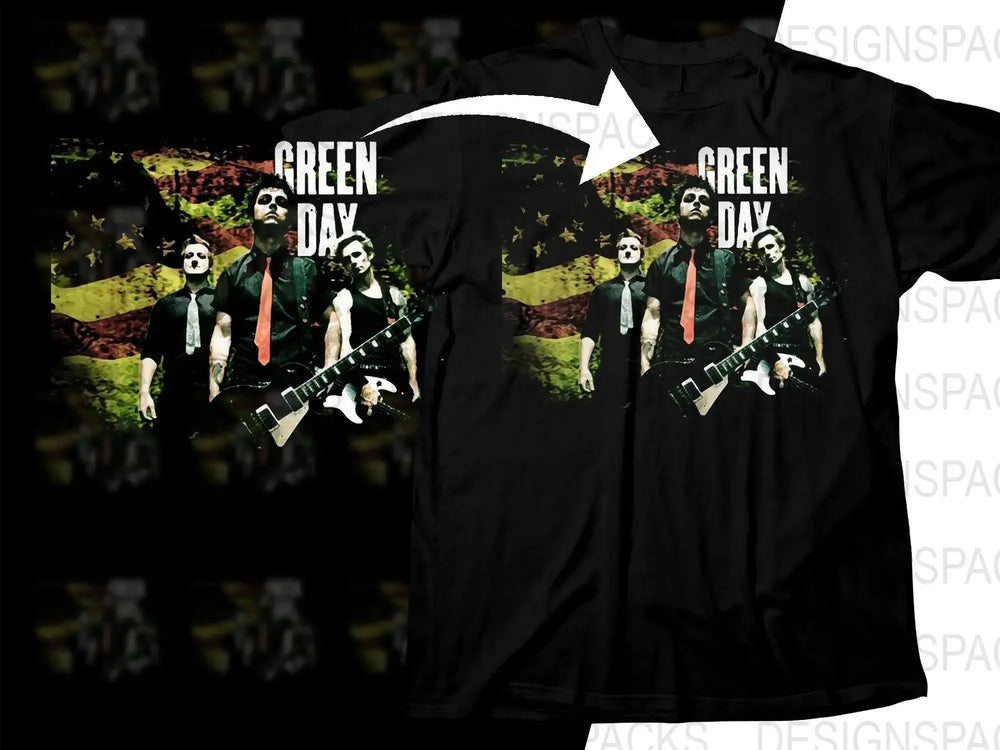 Green Day Graphic Design Featuring Band Members Png Halftone Digital Download