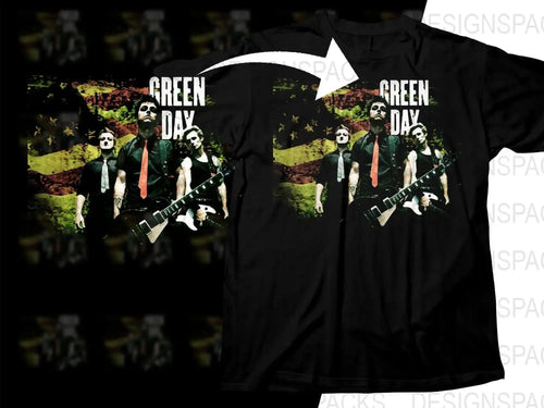 Green Day Graphic Design Featuring Band Members Png Halftone Digital Download