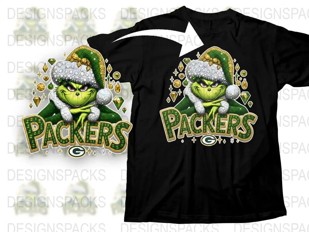 Grinch Packers T-Shirt, Christmas Sports Fan Tee, Green Bay Holiday Themed Shirt