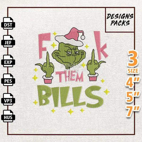 Green Monster Christmas Embroidery Design