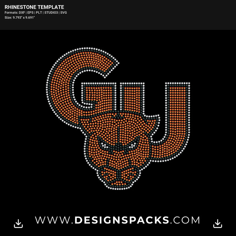 Greenville University Rhinestone Digital Template