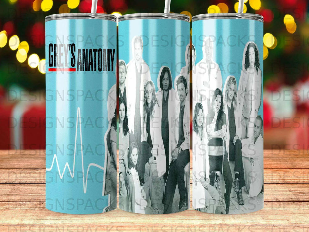 GREY'S ANATOMY Show Cast Heartbeat Tumbler Digital Wrap Design