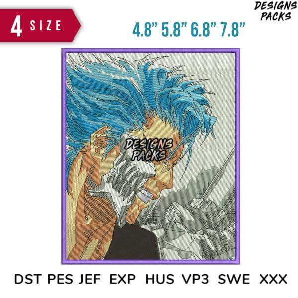Anime warrior embroidery design in 4 sizes, DTF/DTG & embroidery formats, instant download