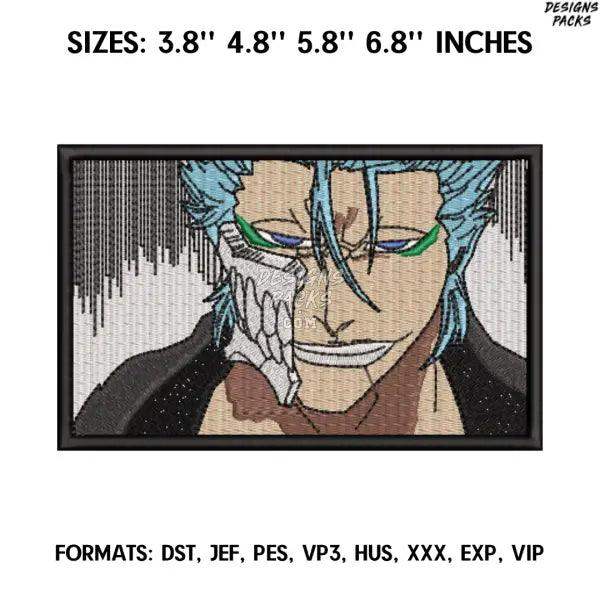 Grimmjow Embroidery Design File, Bleach Anime Embroidery Design,.  Anime Pes Design Brother