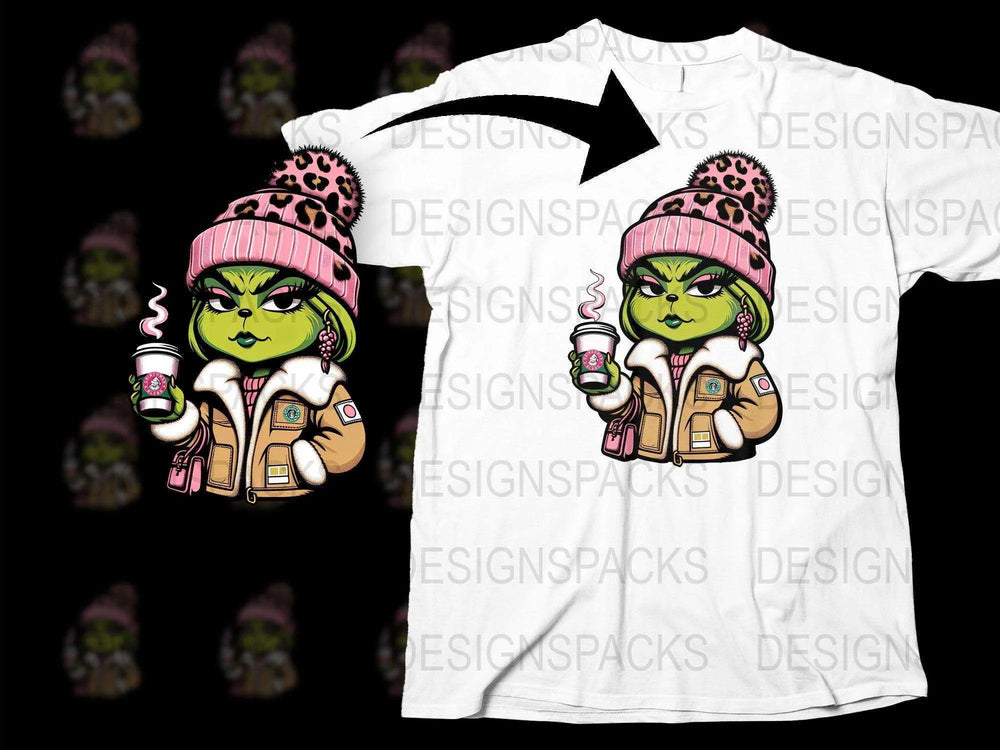 Hipster Monster Graphic T-Shirt, Cool Winter Beanie and Coffee Design, Trendy Urban Streetwear, Unisex Fashion Tee
