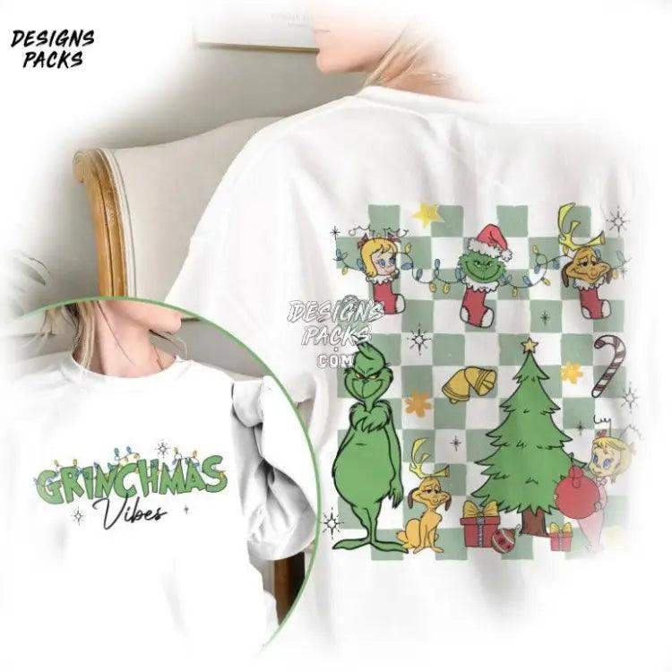 Grinch Christmas Merry Grinchmas Two - Sided Vibes Png Design