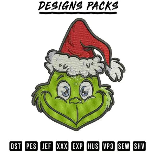 Grinch hat santa Embroidery Design 3.8" 4.8" 5.8" 6.8"