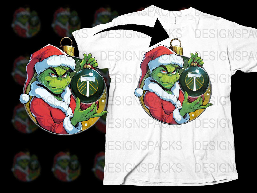 Grinch Holiday Design Featuring Portland Timbers Png Digital Download