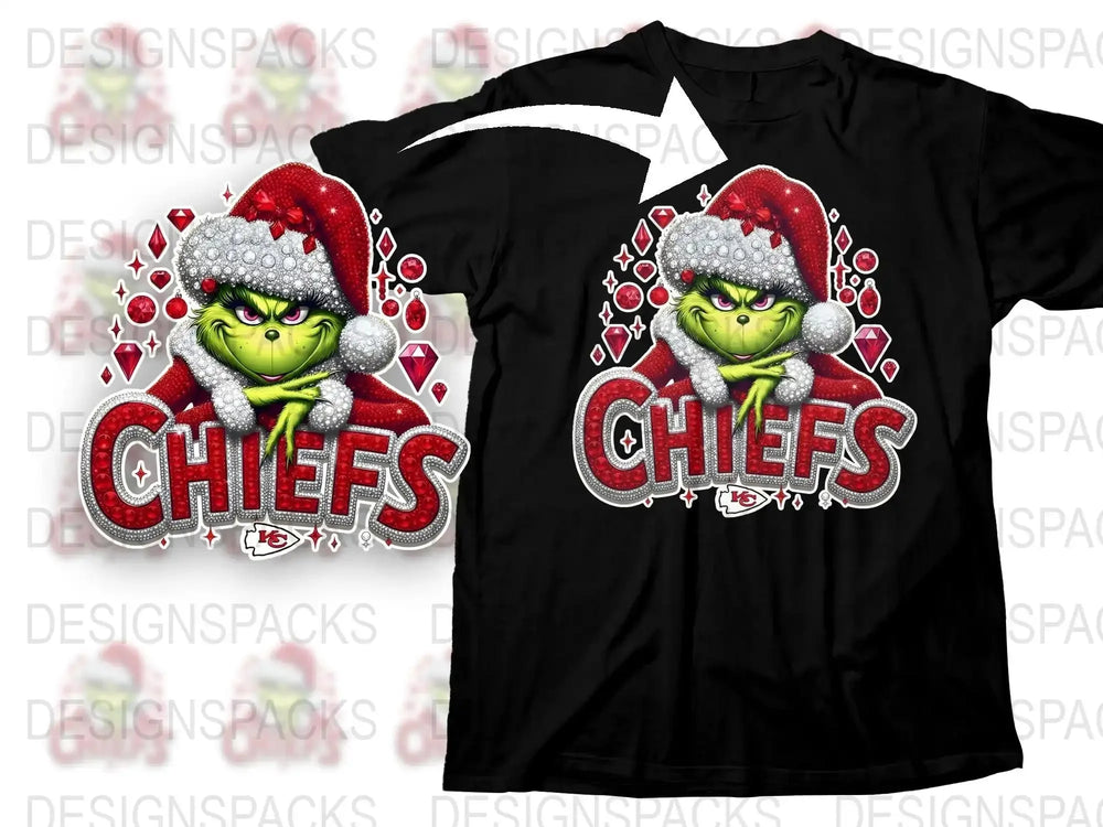 Grinch Chiefs T-Shirt, Holiday Sports Fan Gift, Christmas Football Shirt, Kansas City Inspired Top