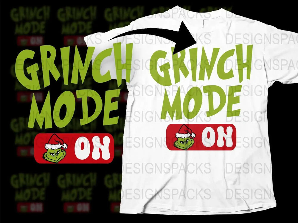 Grinch Mode On T-Shirt, Funny Christmas Tee, Holiday Shirt, Festive Graphic Tee, Unisex Gift Idea