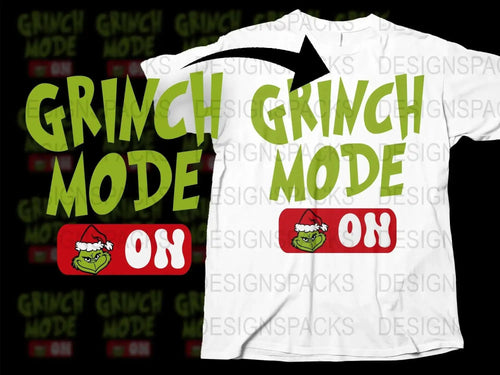 Grinch Mode On T-Shirt, Funny Christmas Tee, Holiday Shirt, Festive Graphic Tee, Unisex Gift Idea