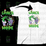 Grinch Mode Funny Christmas T-Shirt, Holiday Humor Graphic Tee, Unisex White Cotton Shirt, Festive Apparel Gift