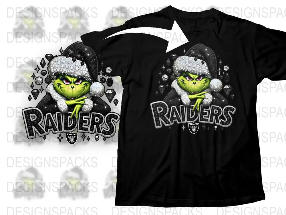 Raiders Grinch T-Shirt, Funny Holiday Sports Fan Gift, Christmas Football Tee