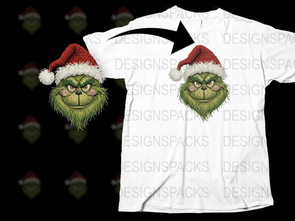 Grinch Santa Hat Christmas T-Shirt, Funny Holiday Tee, Unisex Xmas Gift Shirt