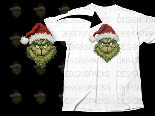 Grinch Santa Hat Christmas T-Shirt, Funny Holiday Tee, Unisex Xmas Gift Shirt