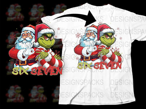 Festive Santa and Grinch Graphic T-Shirt, Christmas Holiday Matching Family Tee, Fun Xmas Gift Idea