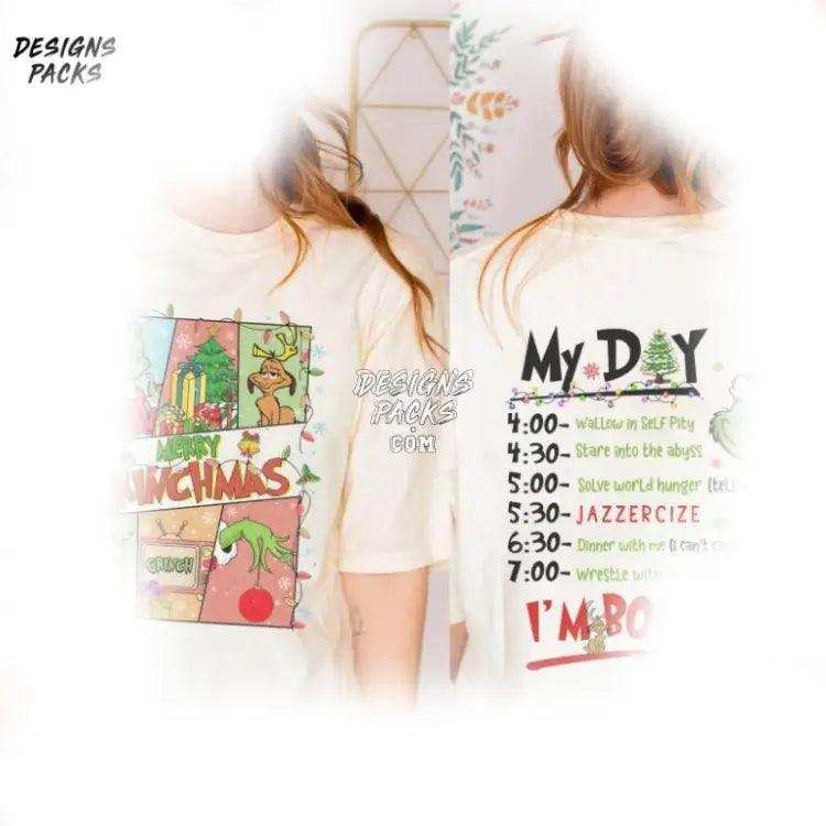 Grinchmas My Day Im Booked Christmas Movie Two - Sided Merry Png Design