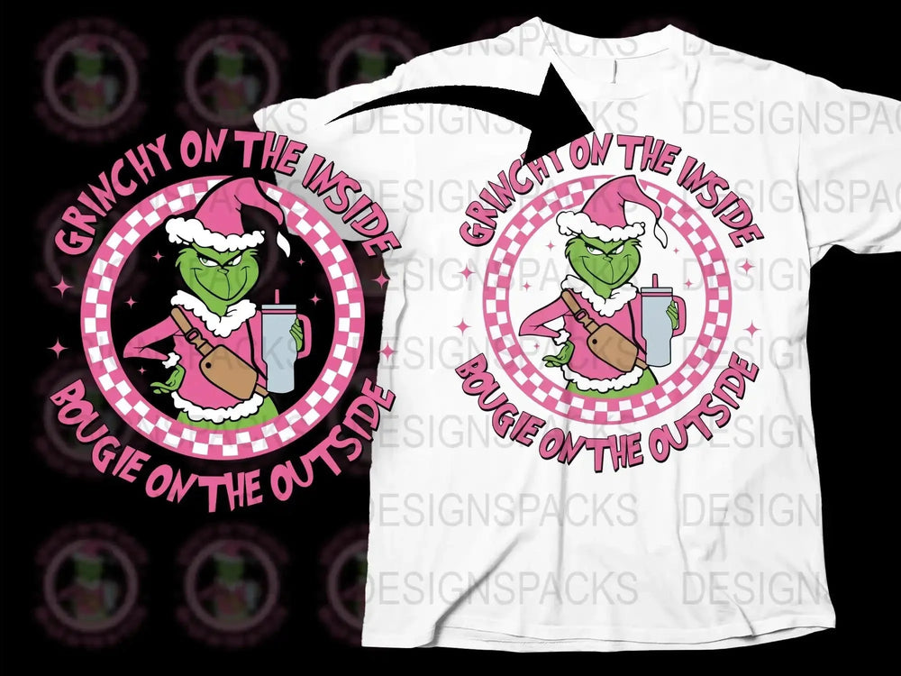 Grinch Themed Christmas T-Shirt, Funny Holiday Tee, Grinchy and Bougie Design, Unisex Adult Clothing