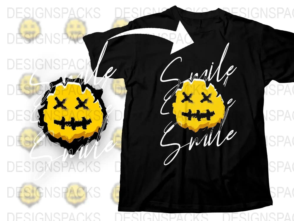 Grinning Halloween Smiley Face Graphic Design Png Digital Download