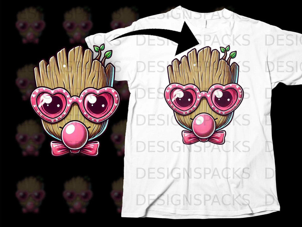 Heart Sunglasses Cartoon Character Graphic T-Shirt