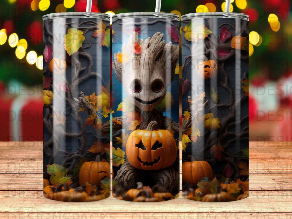 Groot's Autumn Haunt Tumbler Digital Wrap Design