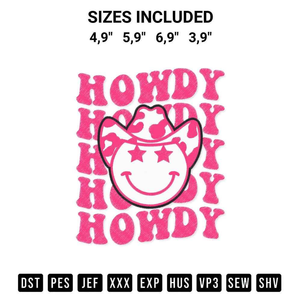 Groovy Howdy Rodeo Western Country Southern Cowgirl Retro Logo Embroidery Design