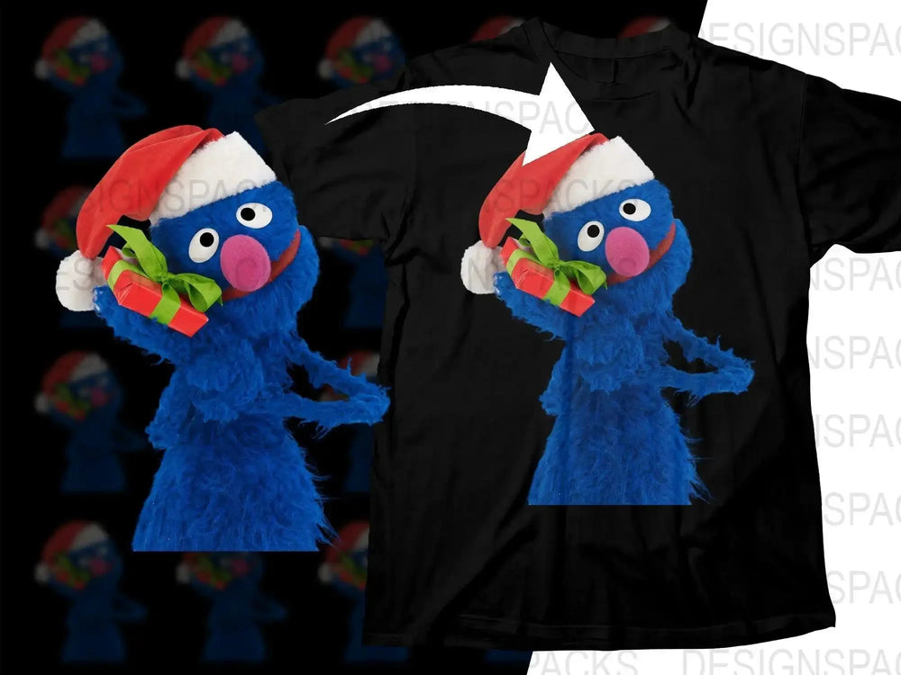 Grover Santa Hat Christmas Gift Design Png Digital Download