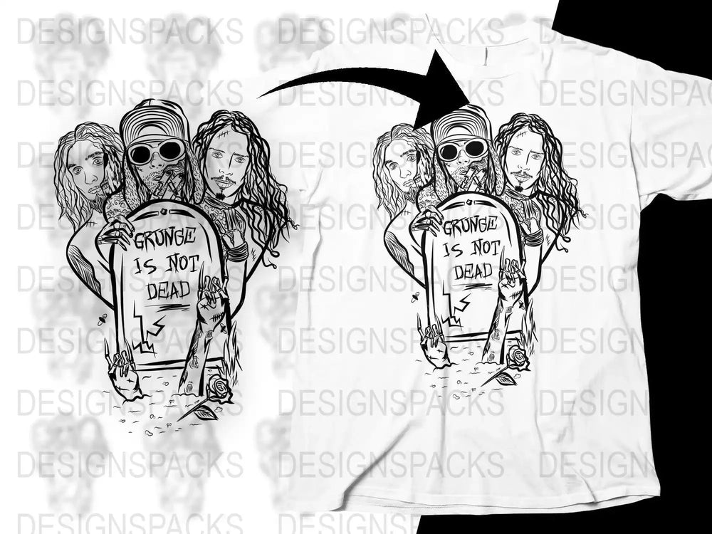 Grunge Is Not Dead Unique Rock Graphic Art Png Design Digital Download