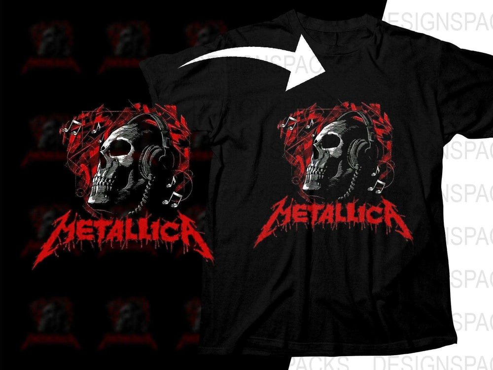 Grunge Skull Design By Metallica Rock Band Graphic Png Halftone Digital Download