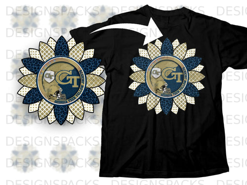 Georgia Tech Yellow Jackets sunflower graphic with 